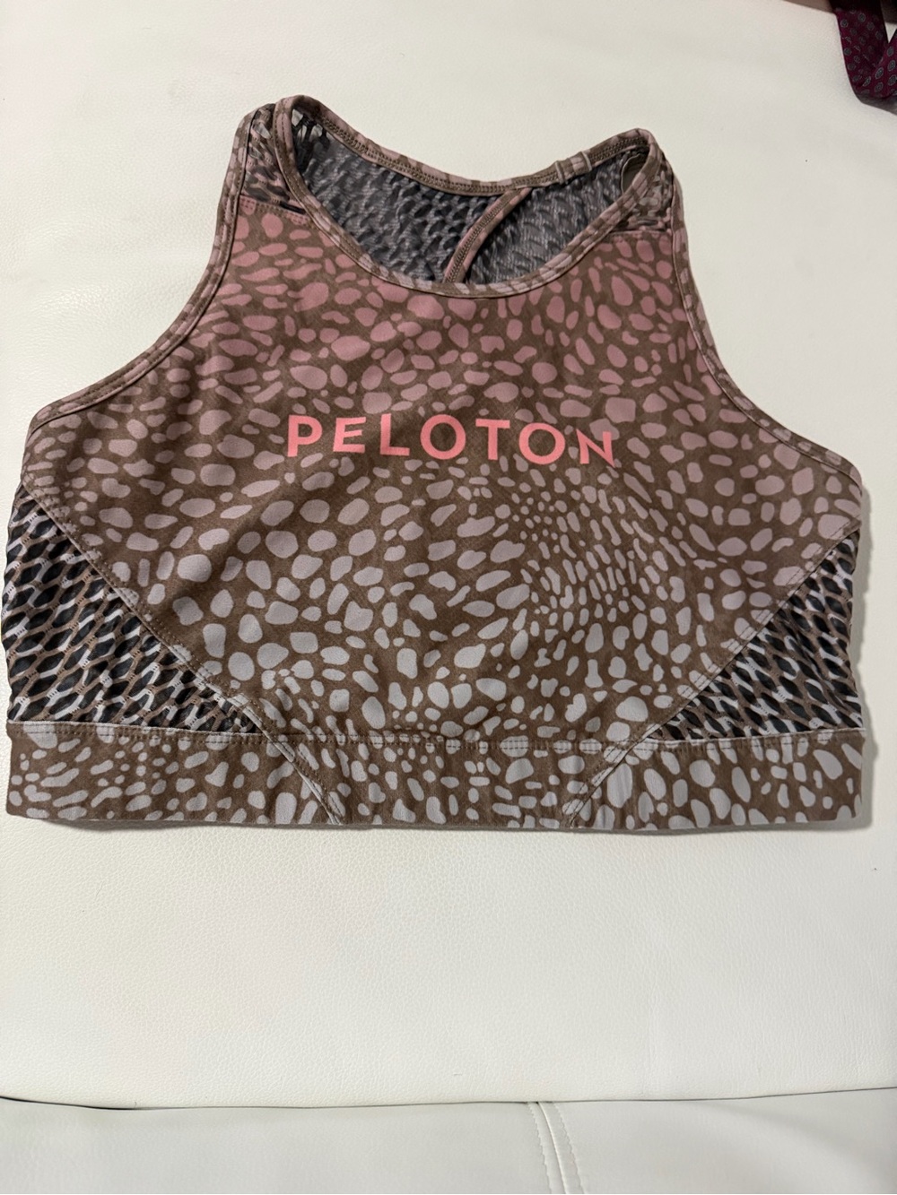 Peloton Brown Crop Sports Bra with Pink Logo